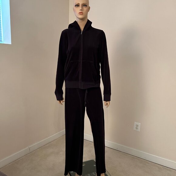JUICY COUTURE VELOUR BLING TRACKSUIT,  BLACK, JACKET XL, PANTS M. - Picture 1 of 7